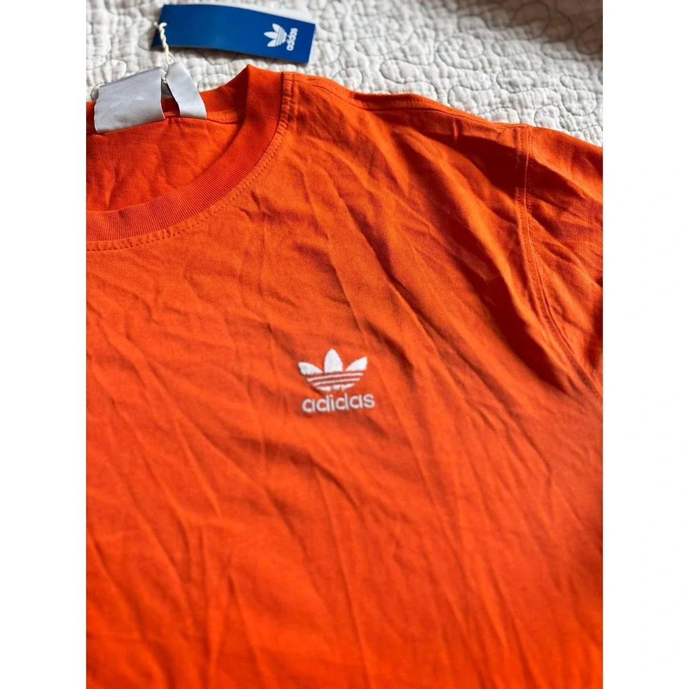 Adidas Mens Trefoil Logo T-Shirt Orange Short Sleeve Size Medium